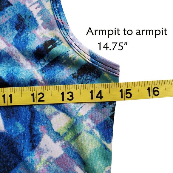 90 Degree by Reflex Racerback Athletic Longline Tank Top Multi Print Size M - Picture 9 of 13